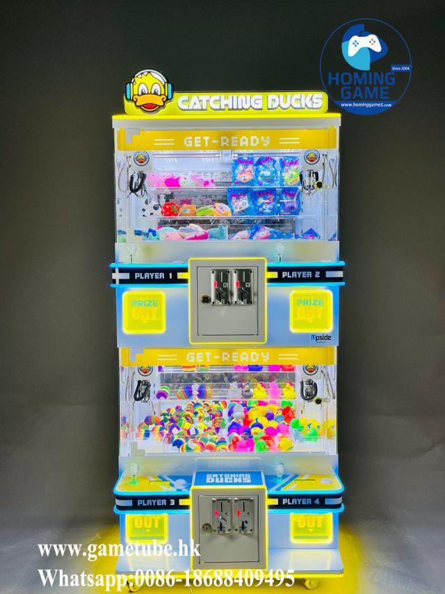USA Hot Sale Coin Operated Catching Duck 4 Player Mini Crane Machine | Stacked Toy Catcher Claw Machine for Kids & Arcade | HomingGame Factory Direct USA Hot Sale Coin Operated Catching Duck 4 Player Mini Crane Machine | Stacked Toy Catcher Claw Machine for Kids & Arcade | HomingGame Factory Direct