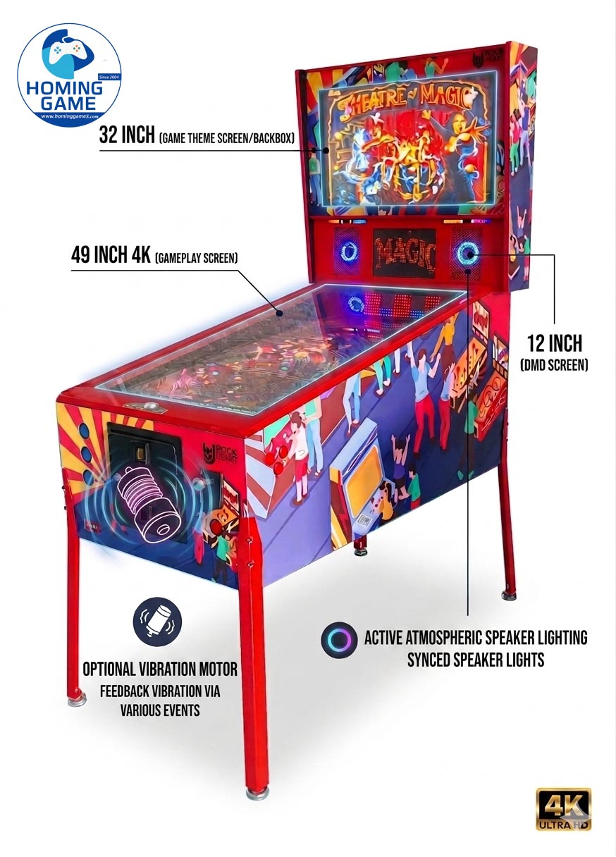 HomingGame Factory - 4K 49-Inch Full Size Digital Virtual Pinball Game Machine for FEC & Mall Amusement
