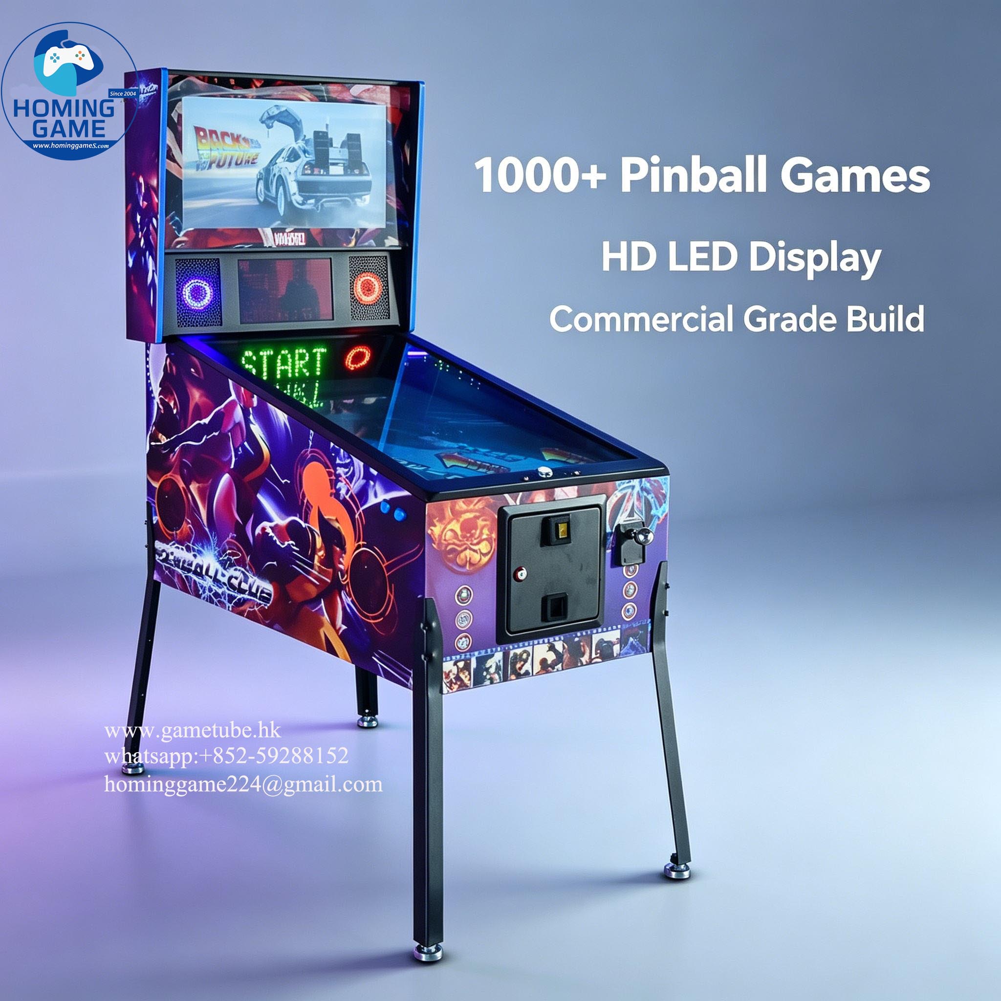 HomingGame Factory - 4K 49-Inch Full Size Digital Virtual Pinball Game Machine for FEC & Mall Amusement