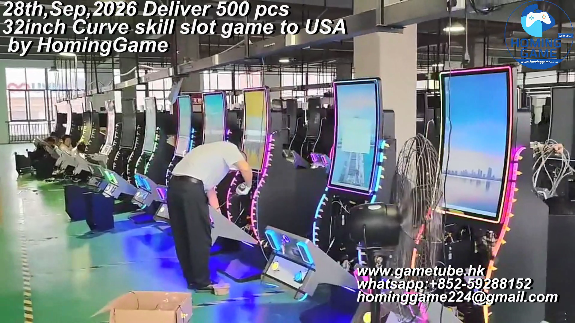 Sept 28, 2026: HomingGame Delivers 500 Pcs 32" Curved Skill Slot Table Machines to USA Sept 28, 2026: HomingGame Delivers 500 Pcs 32" Curved Skill Slot Table Machines to USA
