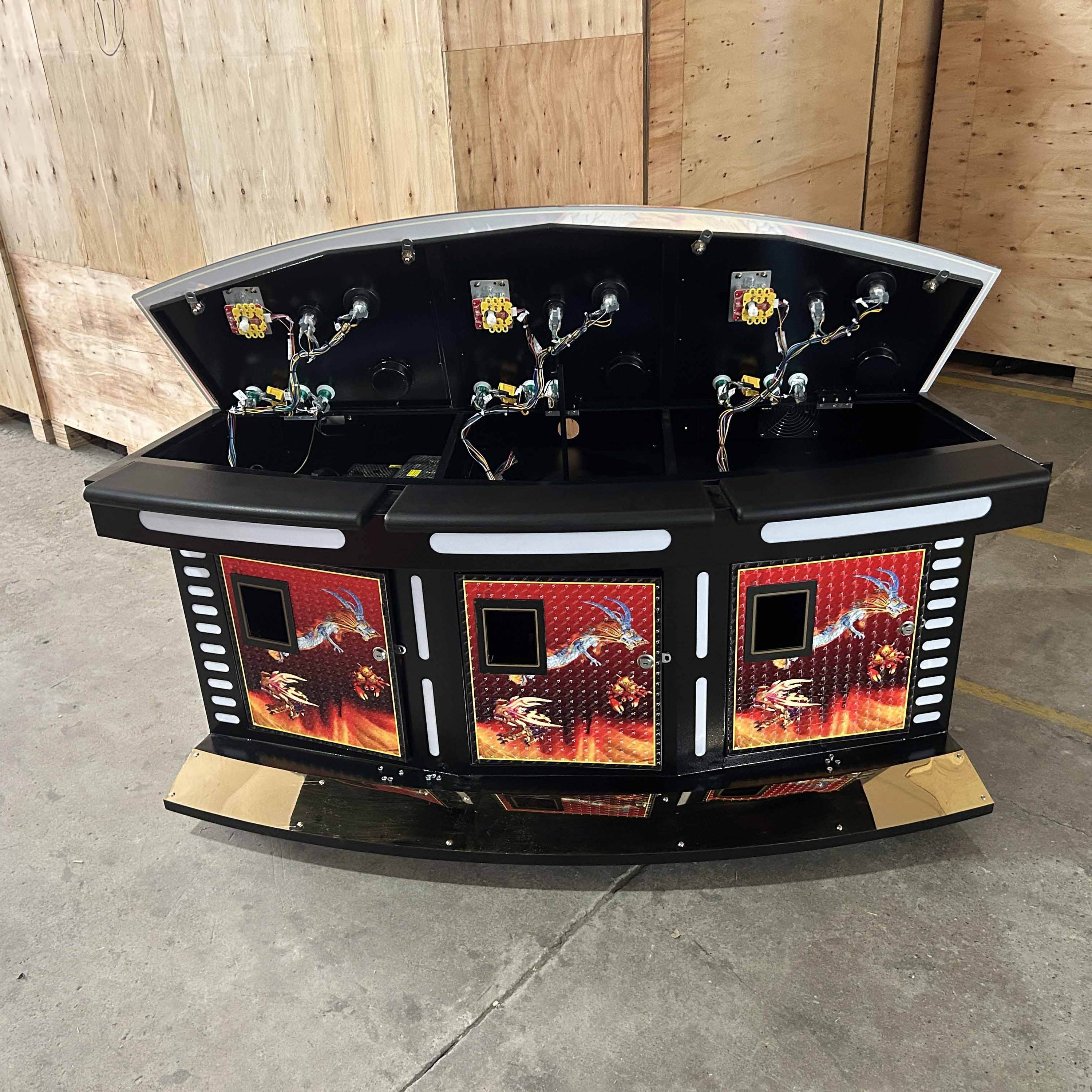 Wholesale 3 Player Fishing Table Arcade Fish Game Machine – 55-Inch Metal Cabinet, IGS Software, ICT Bill Acceptor & Custom Fish Games Board for Sale | HomingGame Factory