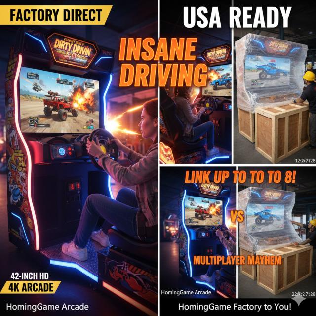 HomingGame Factory 42 Inch Dirty Drivin Racing Driving car Simulator Arcade Coin Operated Racing car game machine for Amusement Center HomingGame Factory 42 Inch Dirty Drivin Racing Driving car Simulator Arcade Coin Operated Racing car game machine for Amusement Center