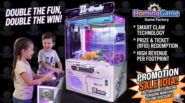 HomingGame Bi-Grab Double Player Crane Machine - High-Profit RFID Toy Catcher Prize Game Machine HomingGame Bi-Grab Double Player Crane Machine - High-Profit RFID Toy Catcher Prize Game Machine