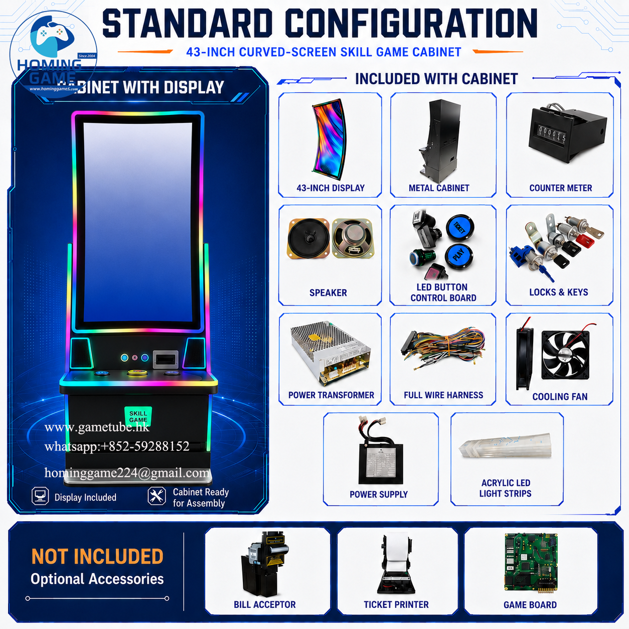 32 Inch and 43 Inch Skill Slot Table Game Machine – Lighting Edition & Fusion 4 Multi-Game Board | HomingGame Factory